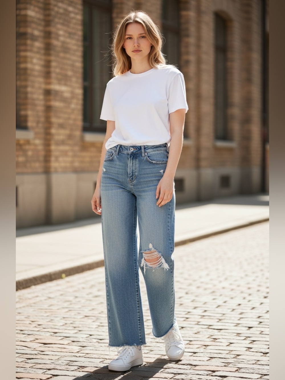 Express Relaxed Straight Ankle Jeans 2R High Rise Distressed Raw Hem Stretch Y2k